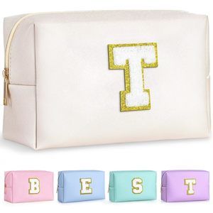 Preppy Stuff For Girls, Initial Makeup Bag Chenille Letter Pouch Cosmetic Bag🧐